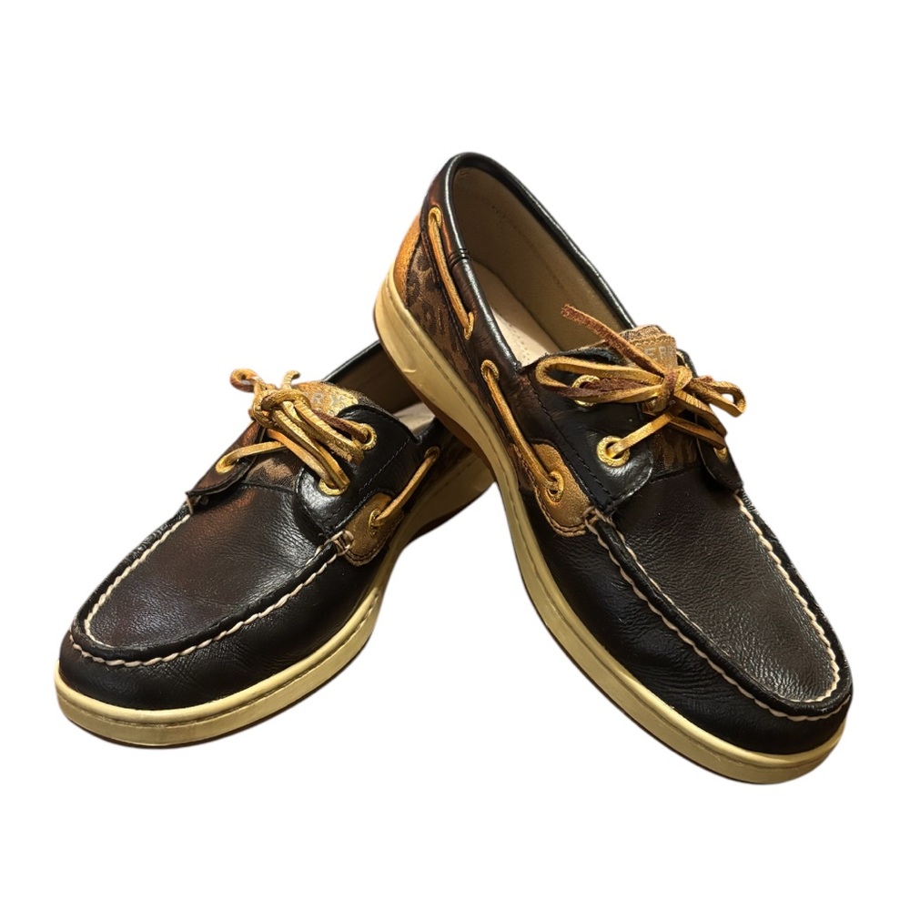 Sperry Leather Sparkle Leo Boat Shoes Sz 7